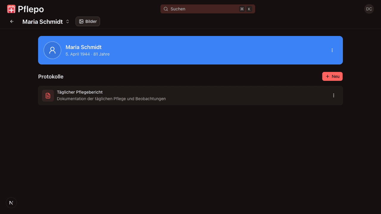 Pflege einfach dokumentieren